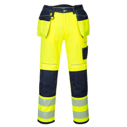 Pantalon de chantier hautes-visibilités T501 avec poches flottantes jaune bleu ar