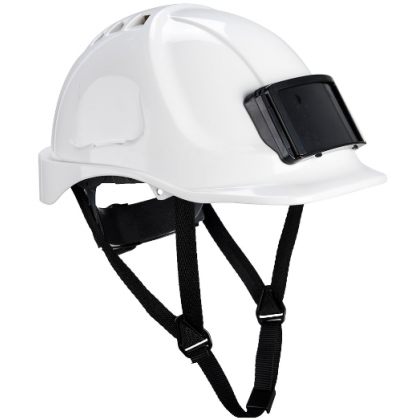 Casque blanc avec porte badge